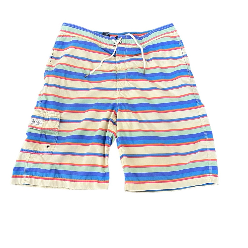 Vintage 90s Polo Ralph Lauren Multi Color Striped Swim Trunks Board Shorts M